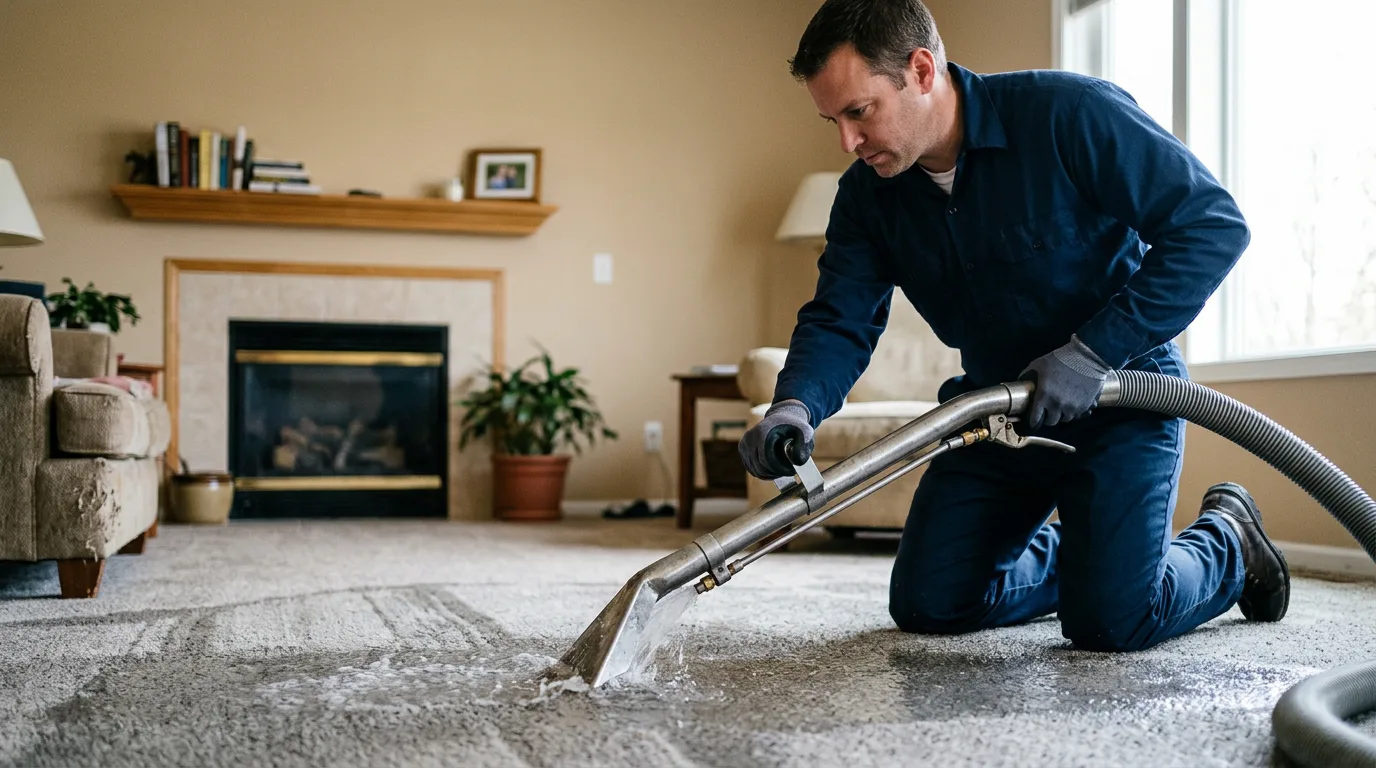 Water damage restoration technician working near Thomasboro, IL